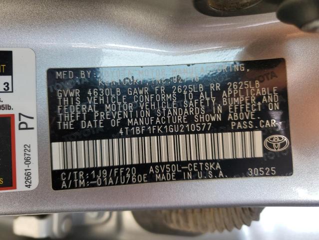 Lot #2339806383 2016 TOYOTA CAMRY LE salvage car