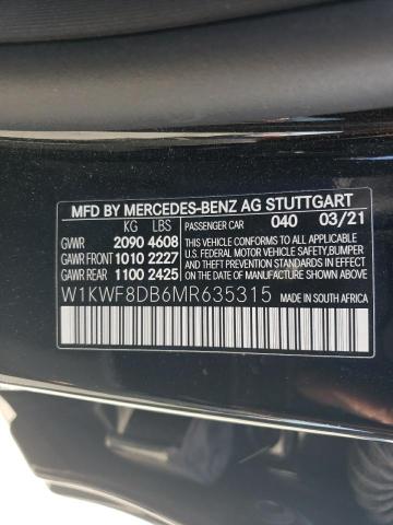 W1KWF8DB6MR635315 | 2021 MERCEDES-BENZ C 300