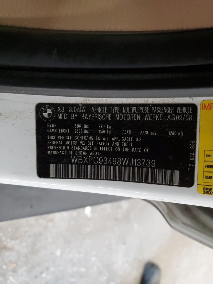 WBXPC93498WJ13739 2008 BMW X3 3.0Si