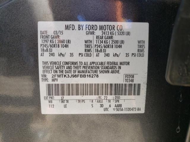 2FMTK3J98FBB16278 | 2015 FORD EDGE SEL