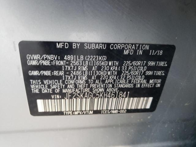 JF2SKAGC5KH461841 | 2019 SUBARU FORESTER P