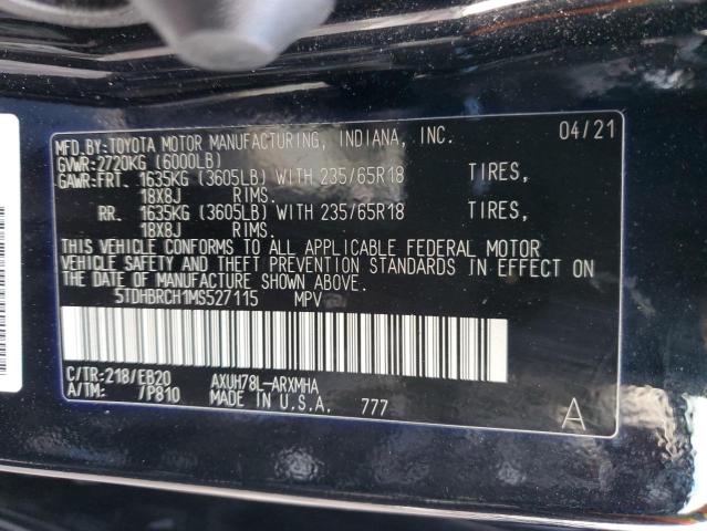 VIN 5TDHBRCH1MS527115 2021 Toyota Highlander, Hybri... no.14