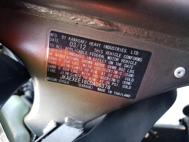 2012 KAWASAKI EX650 EC - JKAEXEE18CDA06378
