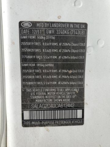 2012 Land Rover Lr4 Hse VIN: SALAG2D40CA612442 Lot: 79953163