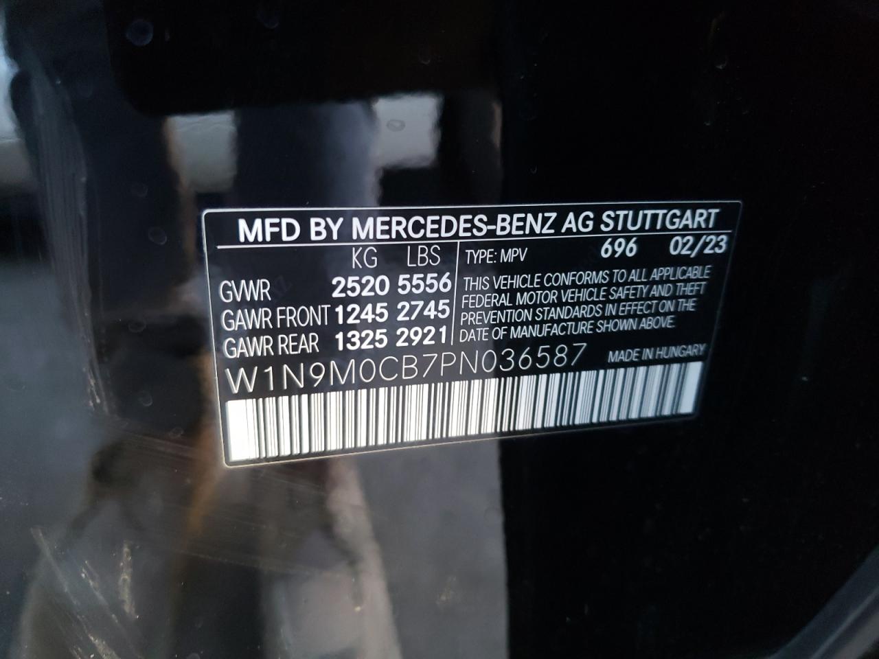 2023 Mercedes-Benz Eqb 250+ vin: W1N9M0CB7PN036587