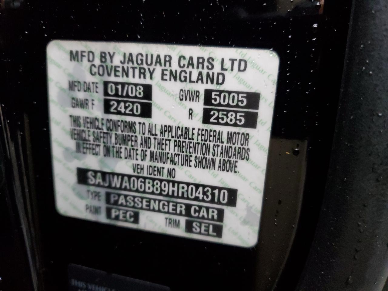 SAJWA06B89HR04310 2009 Jaguar Xf Premium Luxury