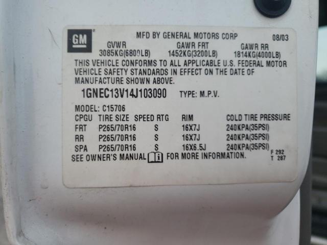 2004 Chevrolet Tahoe C1500 VIN: 1GNEC13V14J103090 Lot: 80988433