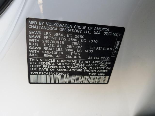 1V2LP2CA3NC526023 | 2022 VOLKSWAGEN ATLAS SE