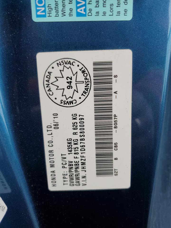 JHMZF1D67BS800097 2011 Honda Cr-Z Ex