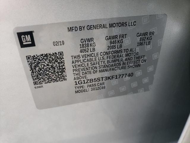 1G1ZB5ST3KF177740 | 2019 CHEVROLET MALIBU LS