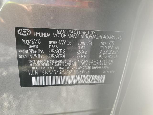 5NMS33AD3KH031927 | 2019 HYUNDAI SANTA FE S