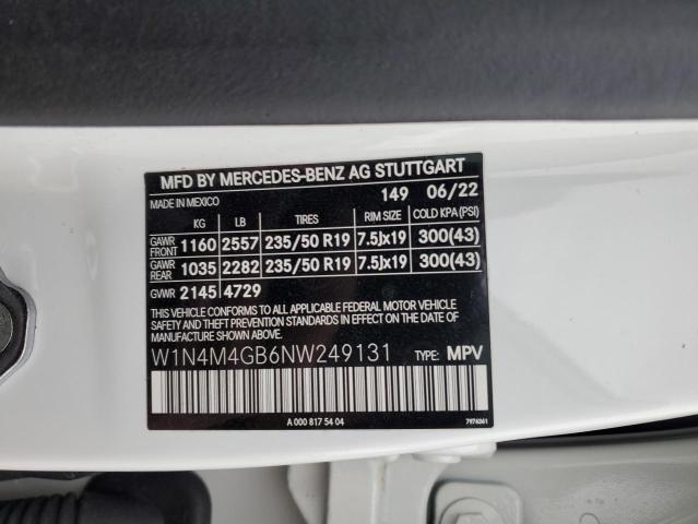 W1N4M4GB6NW249131 | 2022 MERCEDES-BENZ GLB 250