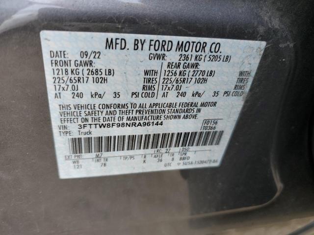 3FTTW8F98NRA96144 | 2022 FORD MAVERICK X