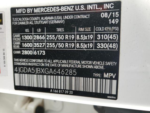 4JGDA5JBXGA646285 | 2016 MERCEDES-BENZ GLE 350