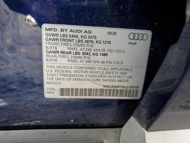 WA1ANAFY4L2104258 | 2020 AUDI Q5 PREMIUM