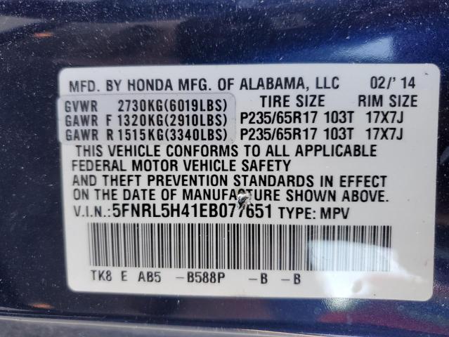 5FNRL5H41EB077651 | 2014 HONDA ODYSSEY EX