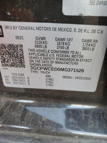 3GCPWCED0MG371526 | 2021 CHEVROLET SILVERADO