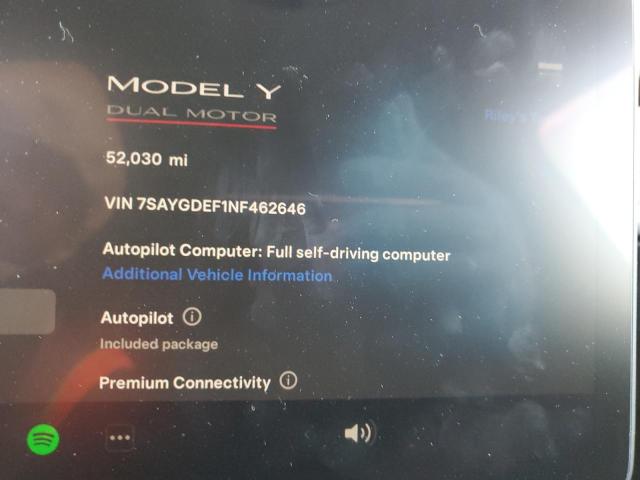 7SAYGDEF1NF462646 | 2022 TESLA MODEL Y