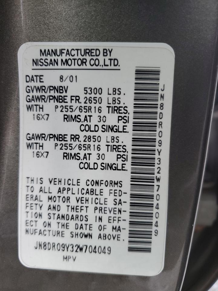 jn8dr09y32w704049 JN8DR09Y32W704049 2002 Nissan Pathfinder Le