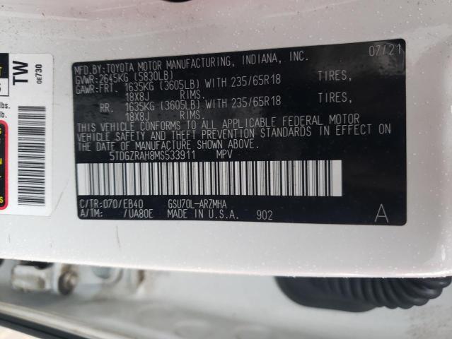 VIN 5TDGZRAH8MS533911 2021 Toyota Highlander, Xle no.12