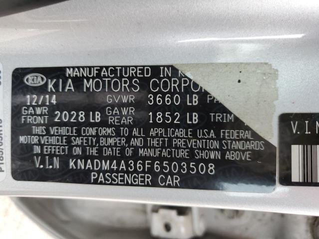 KNADM4A36F6503508 | 2015 KIA RIO LX