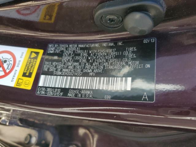 VIN 5TDBK3EH2DS214557 2013 Toyota Highlander, Base no.12