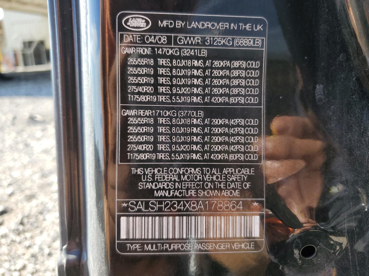 salsh234x8a178864 SALSH234X8A178864 2008 Land Rover Range Rover Sport Supercharged