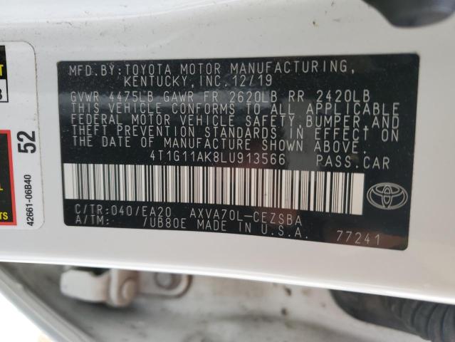 4T1G11AK8LU913566 | 2020 TOYOTA CAMRY SE