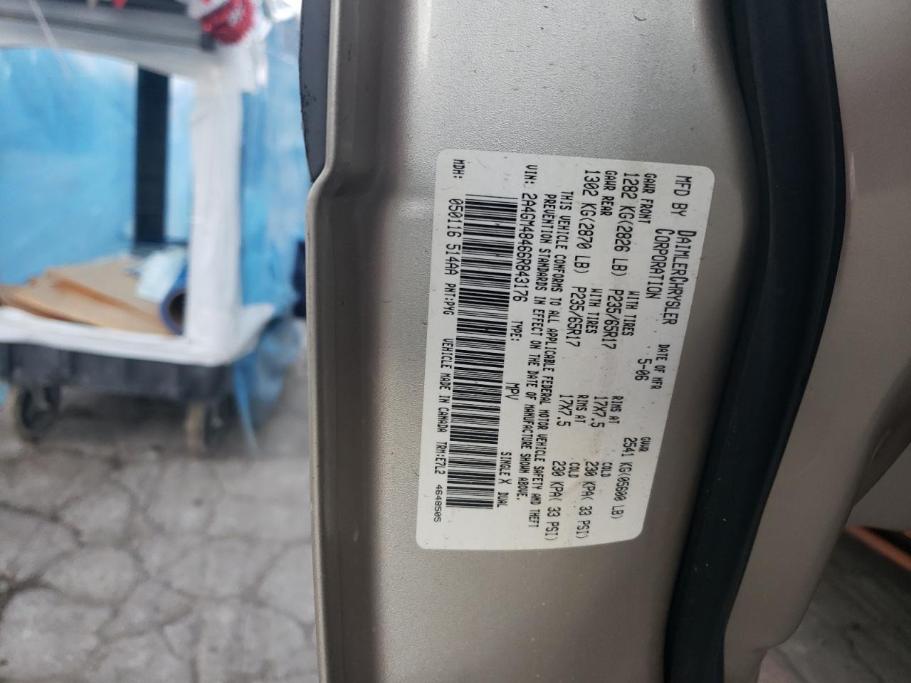 2A4GM48466R843176 2006 Chrysler Pacifica