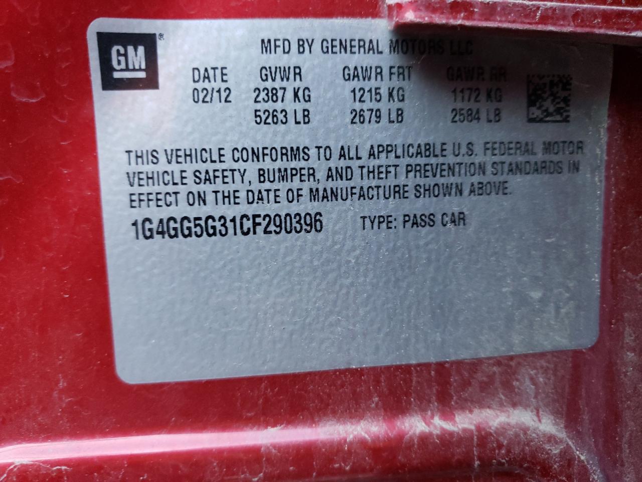 1g4gg5g31cf290396 1G4GG5G31CF290396 2012 Buick Lacrosse Premium
