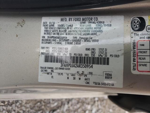 3FAHP0JA2AR350954 | 2010 Ford fusion sel