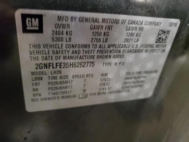 2GNFLFE35H6262775 | 2017 CHEVROLET EQUINOX LT