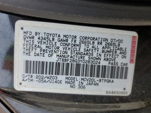 2000 Lexus Es 300 VIN: JT8BF28G3Y0283024 Lot: 79416673