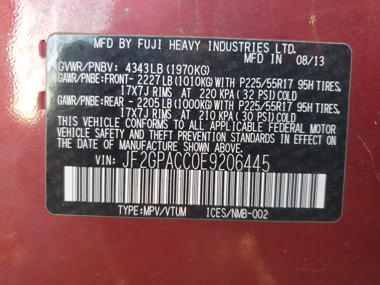 JF2GPACC0E9206445 2014 Subaru Xv Crosstrek 2.0 Premium