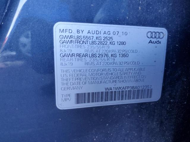 2011 Audi Q5 Prestige VIN: WA1WKAFP3BA012357 Lot: 77517233
