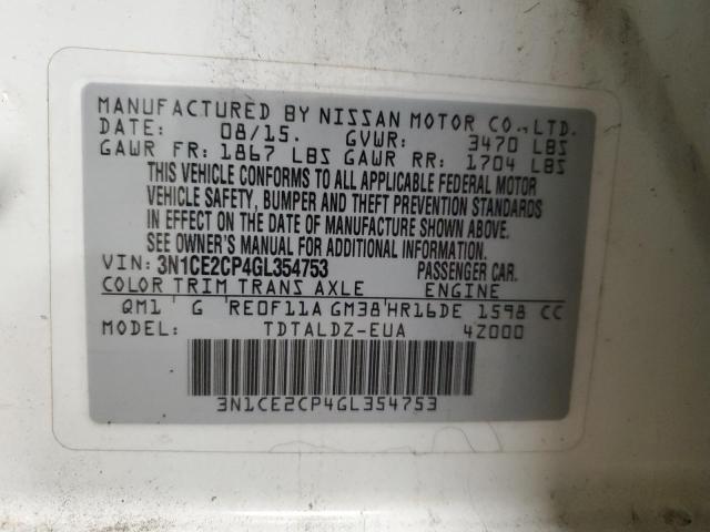 3N1CE2CP4GL354753 | 2016 NISSAN VERSA NOTE