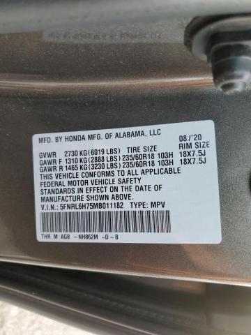 5FNRL6H75MB011182 | 2021 HONDA ODYSSEY EX