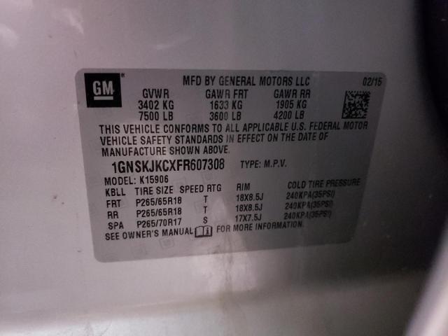 2015 CHEVROLET SUBURAN 1GNSKJKCXFR607308