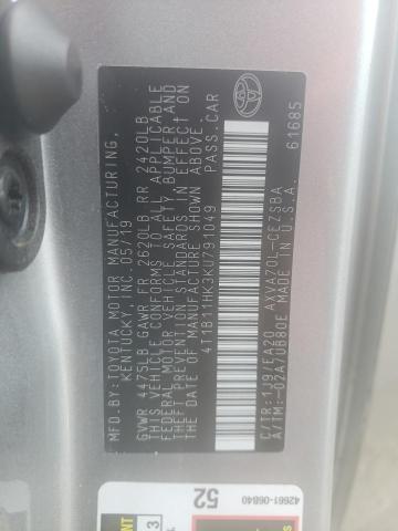 4T1B11HK3KU791049 | 2019 TOYOTA CAMRY L
