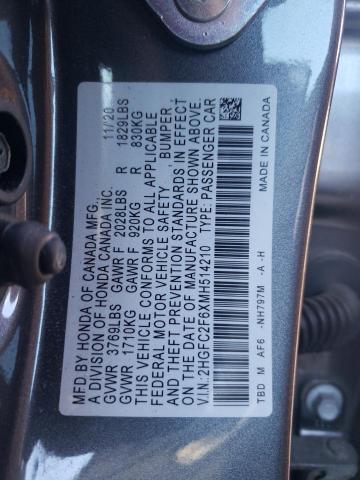 2HGFC2F6XMH514210 | 2021 HONDA CIVIC LX