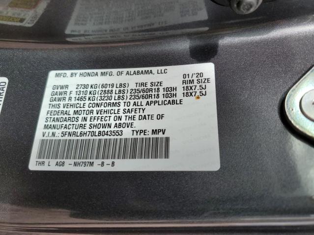 5FNRL6H70LB043553 | 2020 HONDA ODYSSEY EX