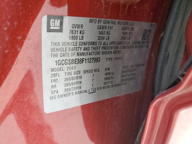 1GCGSBE38F1127993 | 2015 CHEVROLET COLORADO L