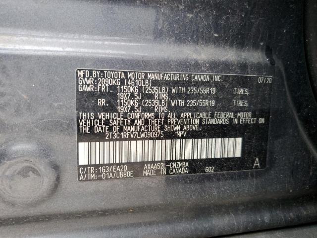 2T3C1RFV7LW090975 | 2020 TOYOTA RAV4 XLE P