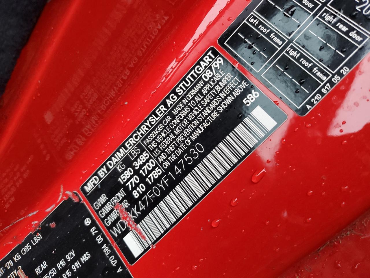 WDBKK47F0YF147530 2000 Mercedes-Benz Slk 230 Kompressor