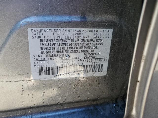 3N1AB7AP3HY286997 | 2017 NISSAN SENTRA S