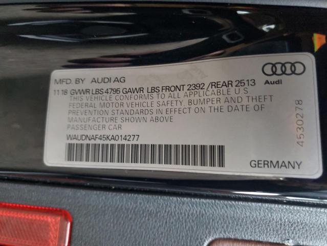 WAUDNAF45KA014277 | 2019 AUDI A4 PREMIUM