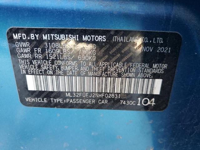 ML32FUFJ2NHF02831 2022 Mitsubishi Mirage G4 Es