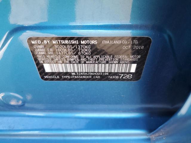 2019 MITSUBISHI MIRAGE LE ML32A5HJ9KH003194