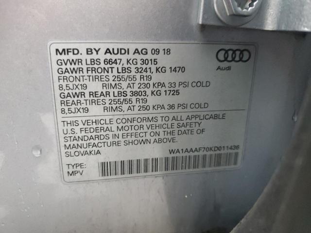 VIN WA1AAAF70KD011436 2019 Audi Q7, Premium no.13