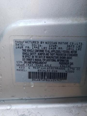 3N1AB7AP8GL654747 | 2016 NISSAN SENTRA S